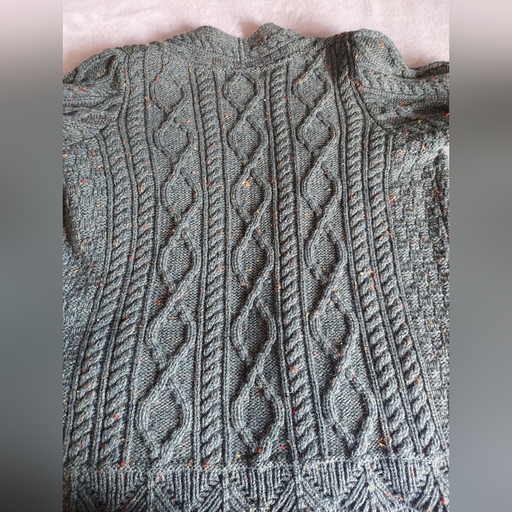 Aran Crafts Forest Green Cable Knit Cardigan - Picture 7 of 7
